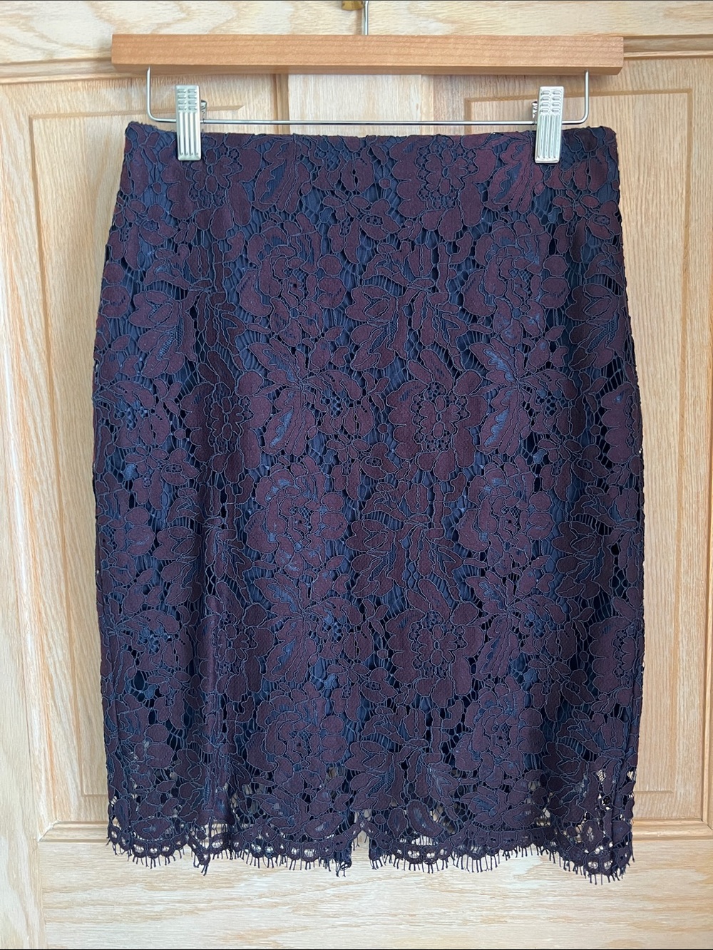 Banana Republic Navy Lace Pencil Skirt with Floral Overlay